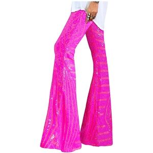 NWOT Women’s Sequin High Waisted Flare Pants Sparkly Wide Leg - Small